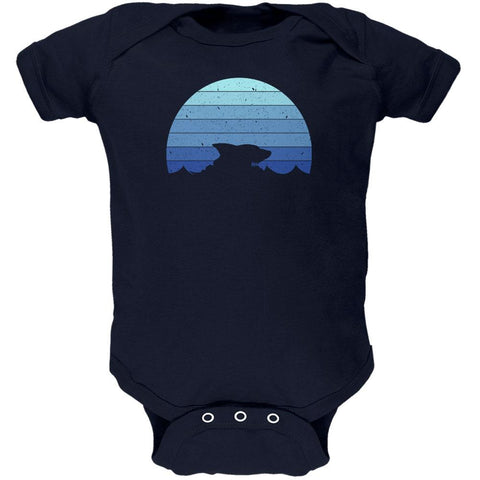 Ocean Shark Retro Sunset Blue Soft Baby One Piece