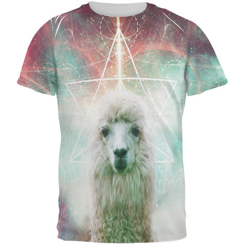 Galaxy Llama of Namaste Tetrahedron All Over Mens T Shirt