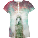 Galaxy Llama of Namaste Tetrahedron All Over Womens T Shirt