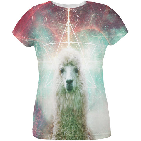 Galaxy Llama of Namaste Tetrahedron All Over Womens T Shirt