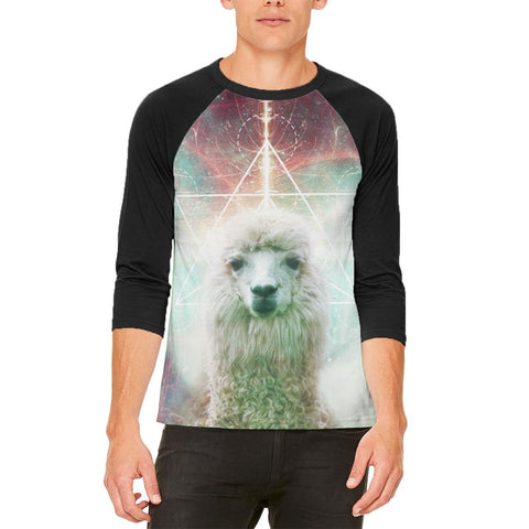 Galaxy Llama of Namaste Tetrahedron Mens Raglan T Shirt