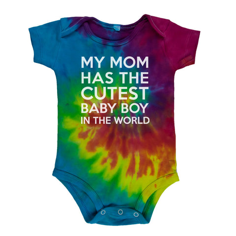 My Mom has the Cutest Baby Boy Soft Baby One Piece  front view