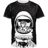 Cat Astronaut Adult Black Back T-Shirt