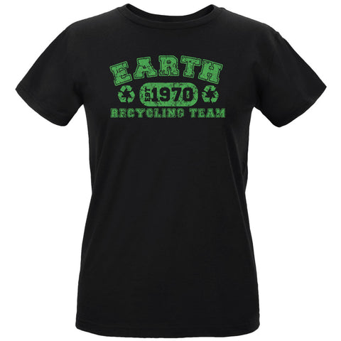 Earth Day - Recycle Team Women's Organic Black T-Shirt front view