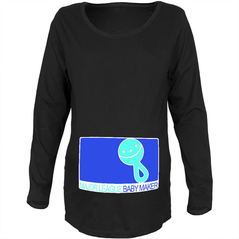 Major League Baby Maker Boy Funny Black Maternity Soft Long Sleeve front view
