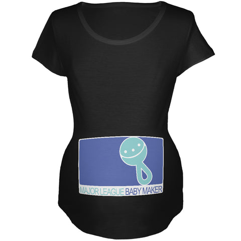 Major League Baby Maker Boy Funny Black Maternity Soft T-Shirt front view