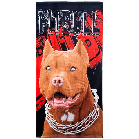 Pit Bull Chain Collar Profile Velour Beach Towel