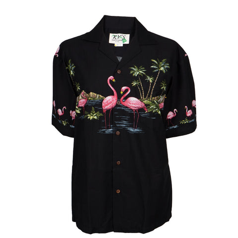 Flamingos in Island Water Hawaiian Shirt