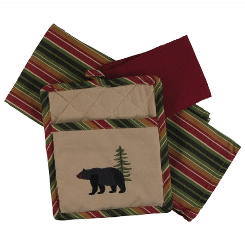 Embroidered Bear 3-Piece Kitchen Set