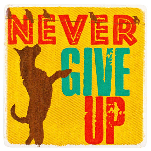 Dog Never Give Up Ceramic Refrigerator Magnet
