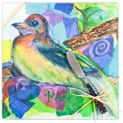 Birds Peace Cheese Board with Spreader