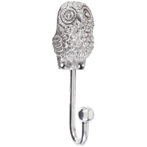 Aluminum Sculpted Owl Figurine Metal Hook