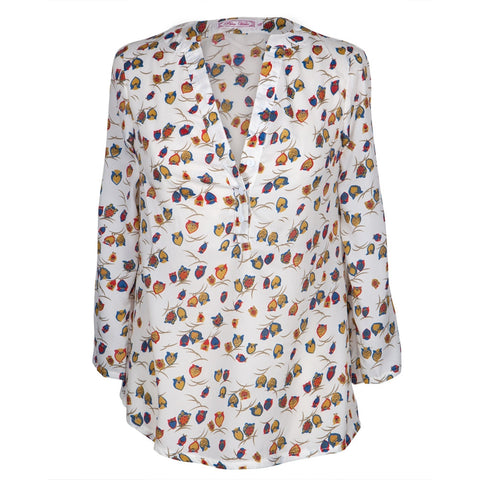 Owls on a Branch All-Over Women's Long Sleeve Blouse