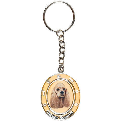 Cocker Spaniel Portrait Oval Metal Keychain