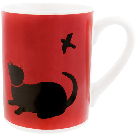 Cat Looking At Bird Prints Coffee Mug