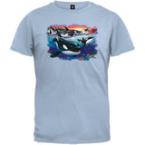Orcas And Babies Light Blue T-Shirt