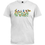 Birds on Flowers White T-Shirt