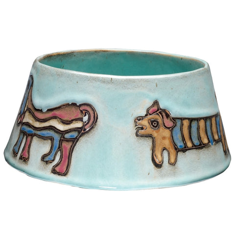 Dogs Playing X-Large Green Doggie Dish