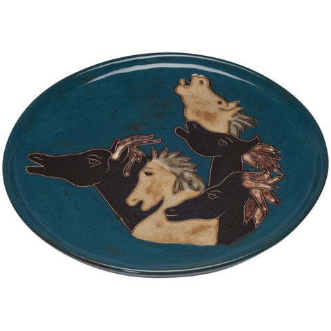 Horses Running Hand-Etched Serving Platter