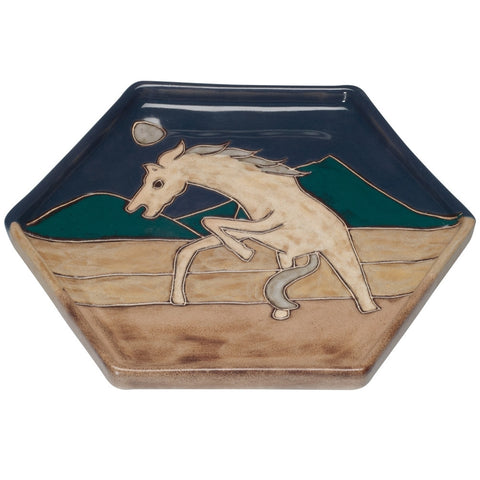 Horse Bucking Hand-Etched Hexagonal Plate