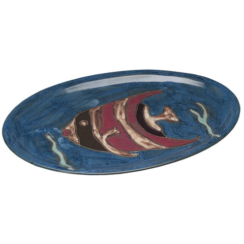 Angelfish Hand-Etched Oval Serving Platter