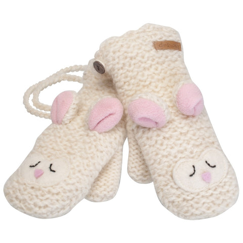 Lally the Lamb Kids Knit Mittens