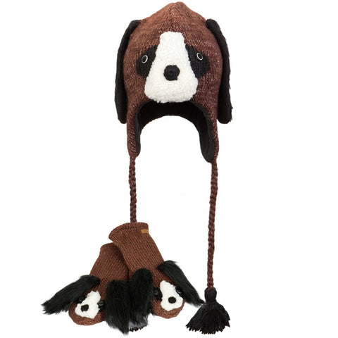 Dog Pilot Peruvian Knit Hat & Mittens Set