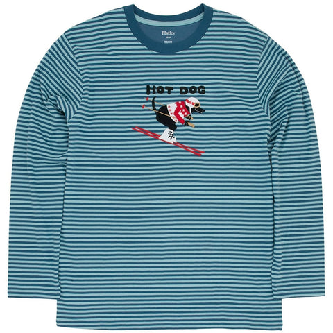 Hot Dog Skiing Men's Long Sleeve Pajama T-Shirt