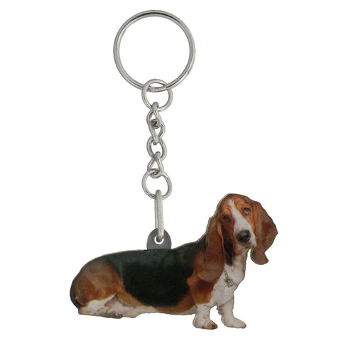 Basset Hound Mirrored Acrylic Keychain