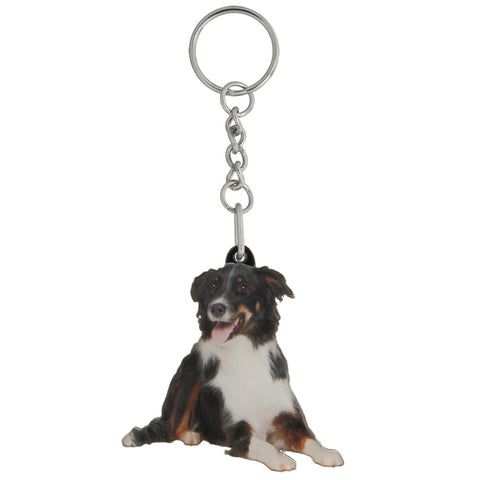 Border Collie Mirrored Acrylic Keychain
