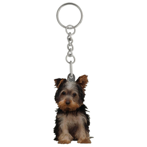 Buddy the Yorkshire Terrier Puppy Mirrored Acrylic Keychain