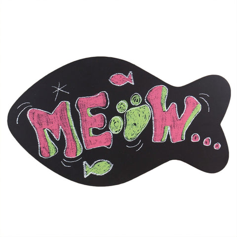 Meow Fish Shape Chalkboard Wall Plaque