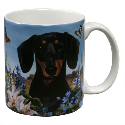 Black Dachshund Garden Party Fun Mug