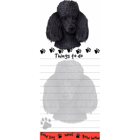 Poodle Black Tall Magnetic Notepad