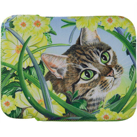 Cat in Flowers Fabric Tablet Cover