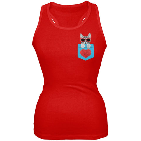 Faux Pocket Women's Chillin Cat Tank Top
