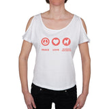 Peace Love Alaskan Malamute Open-Shoulder Juniors Top
