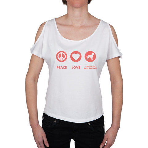 Peace Love American Bull Mastiff Open-Shoulder Juniors Top