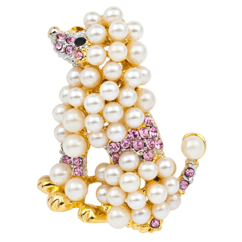 Poodle Gold Pearl Bar Pin