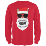 Cat Santa Ugly Christmas Sweater Black Long Sleeve T-Shirt