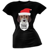 Droopy Dog Santa Ugly Christmas Sweater Juniors Black T-Shirt