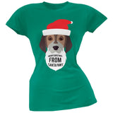 Droopy Dog Santa Ugly Christmas Sweater Juniors Black T-Shirt