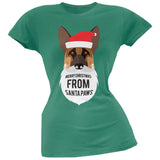 German Shepard Santa Ugly Christmas Sweater Juniors Black T-Shirt