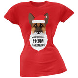 German Shepard Santa Ugly Christmas Sweater Juniors Black T-Shirt