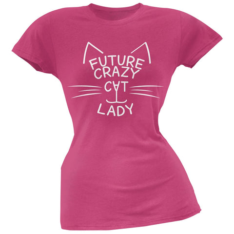 Future Crazy Cat Lady Juniors Pink T-Shirt