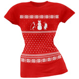 Penguins Ugly Christmas Sweater Red Juniors T-Shirt