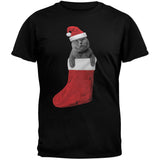 Christmas Stocking Cat White Adult T-Shirt