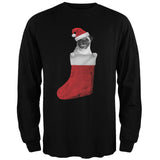 Christmas Stocking Pug Grey Adult Long Sleeve T-Shirt