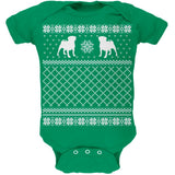 Pug Ugly Christmas Sweater Green Soft Baby One Piece