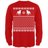 Pug Ugly Christmas Sweater Green Adult Long Sleeve T-Shirt